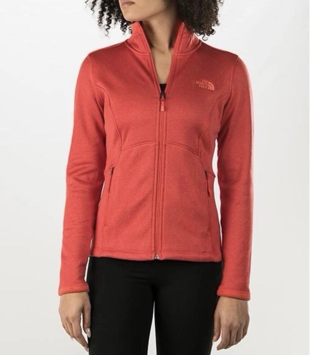 Women’s North Face Jacket Size Small Coral Soft Fleece Zip Up Mock Neck Agave